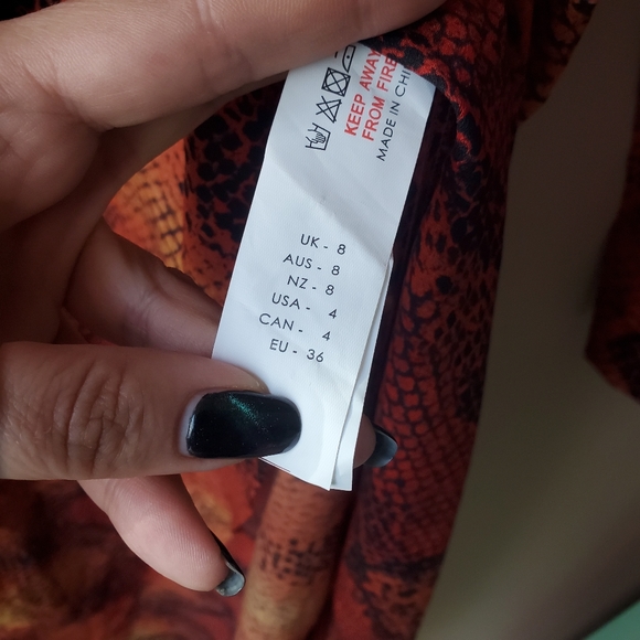 Snake Skin Print Long Sleeve V-Neck Semi Wrap Skirt Long Dress - Picture 13 of 17